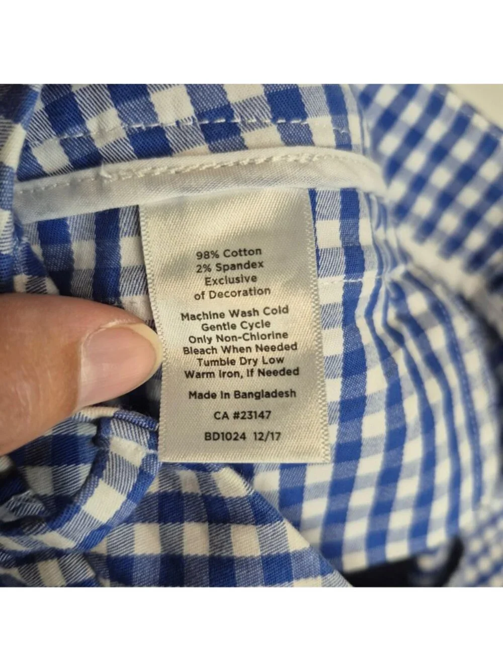 Talbots Womens Blue & White Gingham Check Ankle Pants With Embroidered Hem Size - Picture 8 of 8